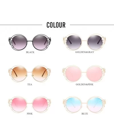 Summer Fashion Ladies Eyewear Designer Round Sunglasses Goggles Outdoor - Black - CN18DLRR4WZ $25.18 Round