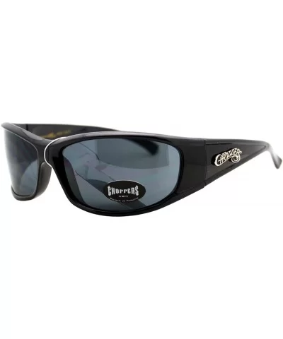 Sunglasses Mens Oval Rectangular Wrap Around Biker Shades - Black (Black) - CM187ERO8IY $14.19 Rectangular