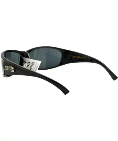 Sunglasses Mens Oval Rectangular Wrap Around Biker Shades - Black (Black) - CM187ERO8IY $14.19 Rectangular