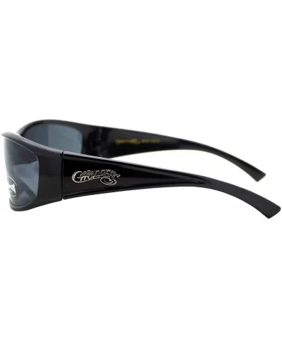 Sunglasses Mens Oval Rectangular Wrap Around Biker Shades - Black (Black) - CM187ERO8IY $14.19 Rectangular