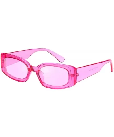 Creative Rectangle Sunglasses Women Fashion Thick Frame UV400 Protection B2462 - Red - CM18LWWZ47K $19.27 Goggle