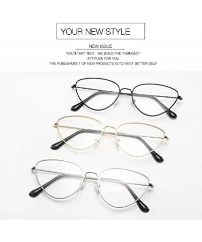 Cat eye Retro Metal Glasses Frame Women's Decorative Eyeglasses Unisex-adult Eyewear - C2 - CV18WL4HTHS $17.57 Cat Eye