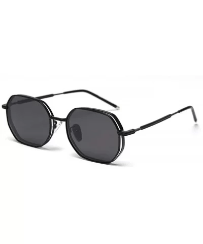 fashion retro small square polarized sunglasses trend unisex luxury brand designer girls sunglasses - Black - CJ193AIIS3X $18...