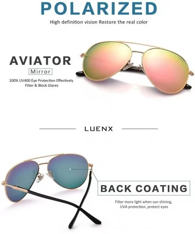 Aviator Sunglasses for Women Polarized Mirror with Case - UV 400 Protection 60MM - 15-pink/Size2.36 Inches - C617YZL780T $26....