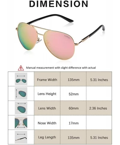 Aviator Sunglasses for Women Polarized Mirror with Case - UV 400 Protection 60MM - 15-pink/Size2.36 Inches - C617YZL780T $26....