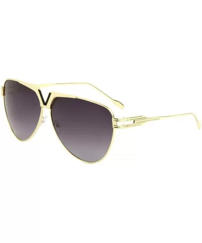 Metal Luxury Classic Retro Aviator Sunglasses - Yellow Gold Metallic Frame - CT18WHAURDK $14.07 Aviator