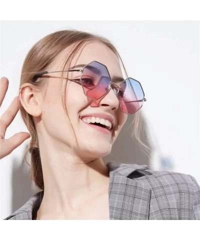 Rimless Irregular Sunglasses Lightweight Composite-UV400 Lens Glasses - Blue - CE1903YI4X0 $19.37 Rimless