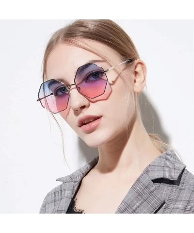 Rimless Irregular Sunglasses Lightweight Composite-UV400 Lens Glasses - Blue - CE1903YI4X0 $19.37 Rimless