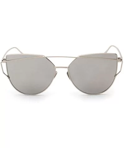 Fashion Sunglasses Coating Mirror Glasses - Silver - C418UKYSYTA $12.16 Oversized