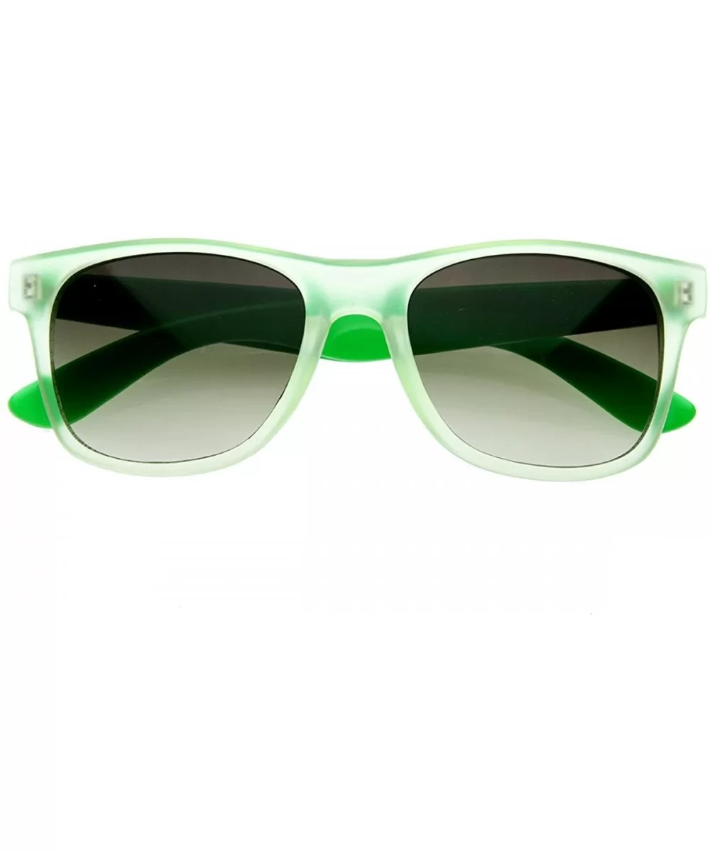 Retro Trendy New Frosted Neon Color Two Tone Classic Horn Rimmed Sunglasses (Green) - C1116Q21OSF $13.94 Wayfarer