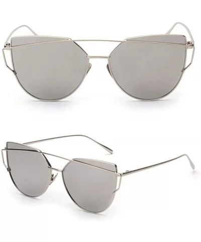 Fashion Sunglasses Coating Mirror Glasses - Silver - C418UKYSYTA $12.16 Oversized