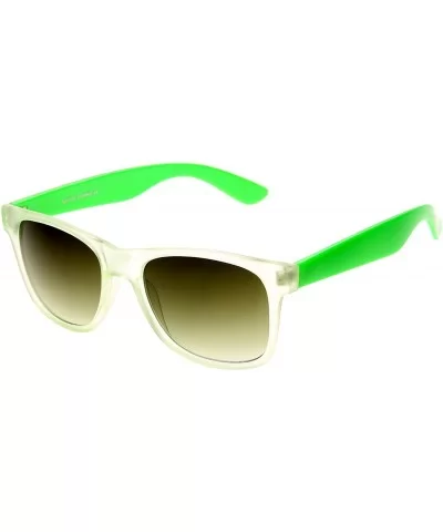 Retro Trendy New Frosted Neon Color Two Tone Classic Horn Rimmed Sunglasses (Green) - C1116Q21OSF $13.94 Wayfarer