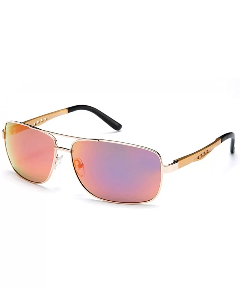 Unisex Premium Brushed Aluminum Aviator Authentic Polarized Flash Mirror Lenses - Orange - CH11WYXTWWP $46.12 Aviator