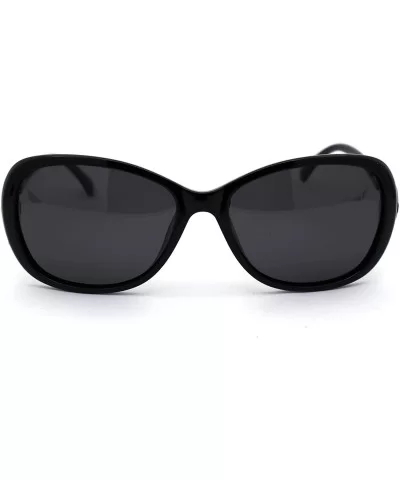 Polarized Womens Rhinestone Jewel Hinge Diva Sunglasses - All Black - CP18ZMD6RKQ $17.41 Butterfly