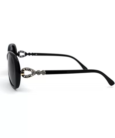 Polarized Womens Rhinestone Jewel Hinge Diva Sunglasses - All Black - CP18ZMD6RKQ $17.41 Butterfly