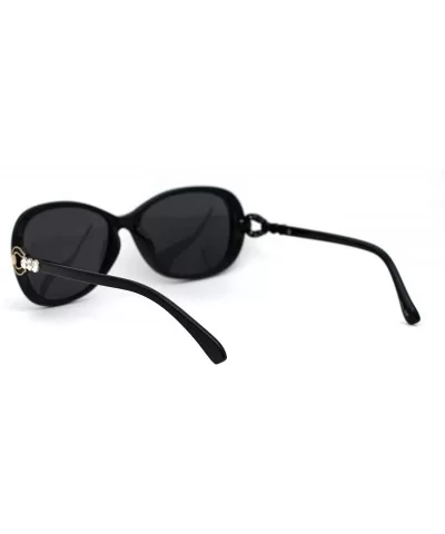 Polarized Womens Rhinestone Jewel Hinge Diva Sunglasses - All Black - CP18ZMD6RKQ $17.41 Butterfly