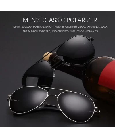 Polarized Sunglasses for Men Women-Classic Aviator Style-UV Protection 8084 - Silver - C5199UTH6L4 $10.48 Aviator