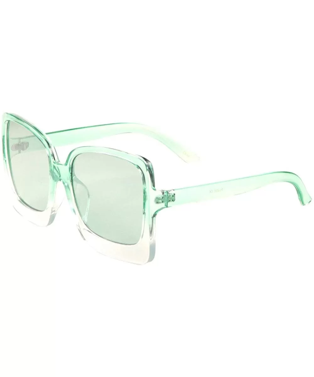 Oversized Thick Bottom Square Butterfly Sunglasses - Green - CU197XQ9SL9 $19.75 Square