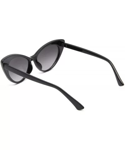 Vintage Cateye Rhinestone Sunglasses for Women Retro Narrow Small Sun Glasses - Black - CM18S6S0SX3 $12.55 Square