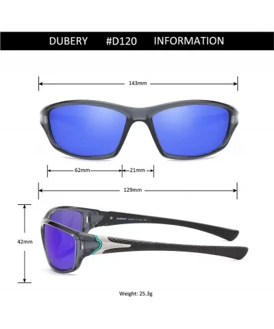 Men's Sports Polarized Sunglasses UV Protection Driving Cycling Baseball Fishing Shades D120 - Gray/Dark Blue - CH18SW2H8ED $...