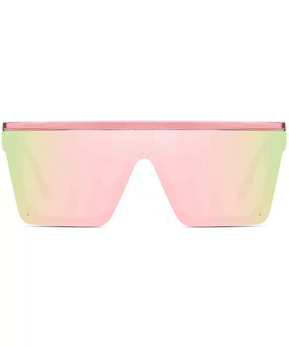 Oversized Square Sunglasses for Women Men Fashion Siamese Lens Style Flat Top Shield Shades - Pink-light Pink - C4199QERY49 $...