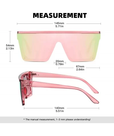 Oversized Square Sunglasses for Women Men Fashion Siamese Lens Style Flat Top Shield Shades - Pink-light Pink - C4199QERY49 $...