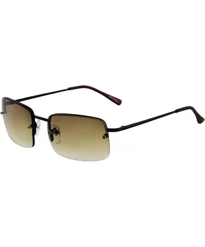 Minimalist Medium Rectangular Sunglasses Clear Eyewear Spring Hinge - 2 Pack Copper/Brown and Silver/Smoke - CB196QXGRZR $26....