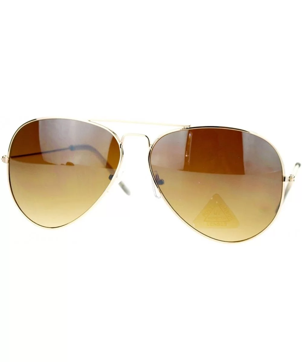 Classic Unisex Aviator Sunglasses Thin Metal Frame Gradient Color Lens - Gold - C9126M82L11 $12.31 Aviator