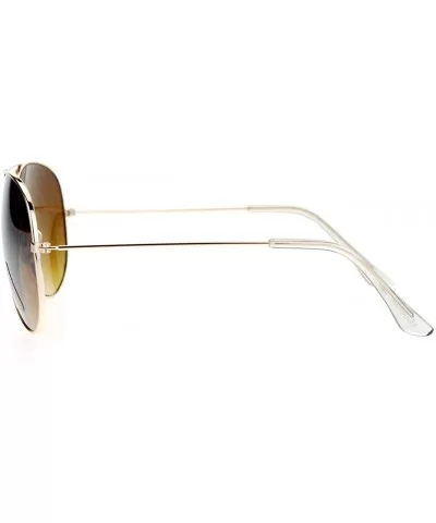 Classic Unisex Aviator Sunglasses Thin Metal Frame Gradient Color Lens - Gold - C9126M82L11 $12.31 Aviator