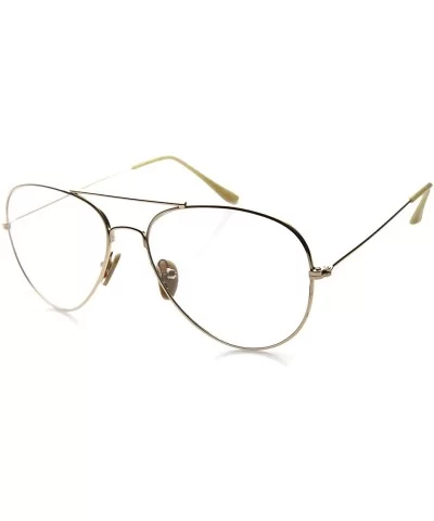 Nickel Plated Tear Drop Wire Frame Basic Metal Clear Lens Aviator Glasses - Gold Clear - CR11XN6SXXB $12.81 Aviator