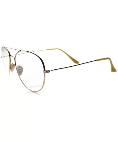 Nickel Plated Tear Drop Wire Frame Basic Metal Clear Lens Aviator Glasses - Gold Clear - CR11XN6SXXB $12.81 Aviator