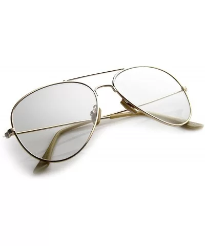 Nickel Plated Tear Drop Wire Frame Basic Metal Clear Lens Aviator Glasses - Gold Clear - CR11XN6SXXB $12.81 Aviator