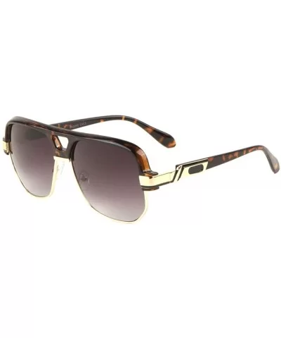 Flat Top Rounded Square Frame Art Deco Sunglasses - Brown Demi - CK198D0KU90 $20.80 Square