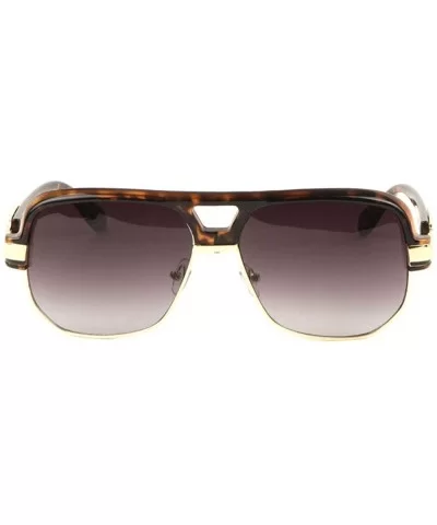 Flat Top Rounded Square Frame Art Deco Sunglasses - Brown Demi - CK198D0KU90 $20.80 Square