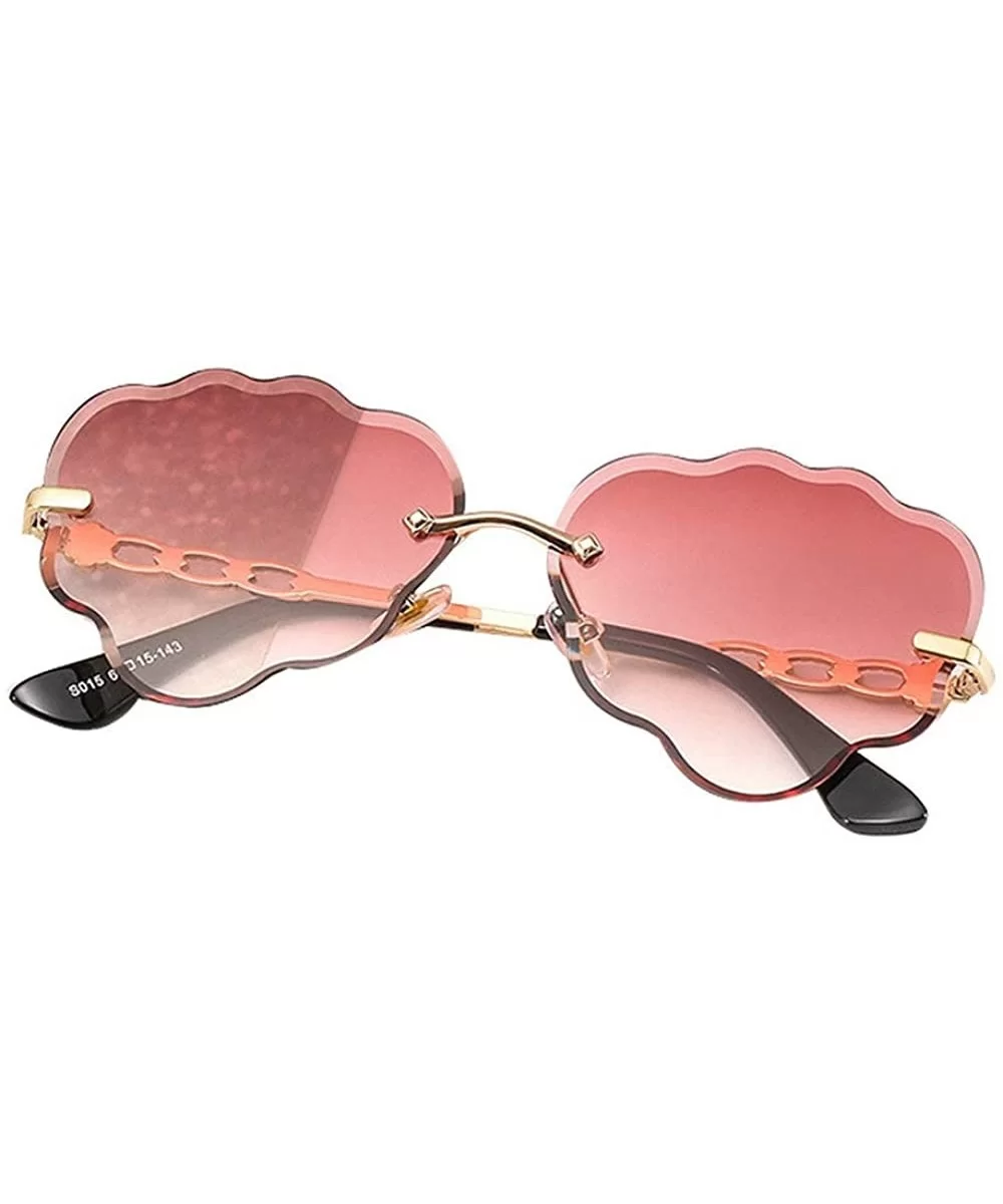 Fashion vintage rimless love heart glasses cut edge luxury diamond lady party sunglasses UV400 - Red - CK18R40ZKXI $17.92 Rim...