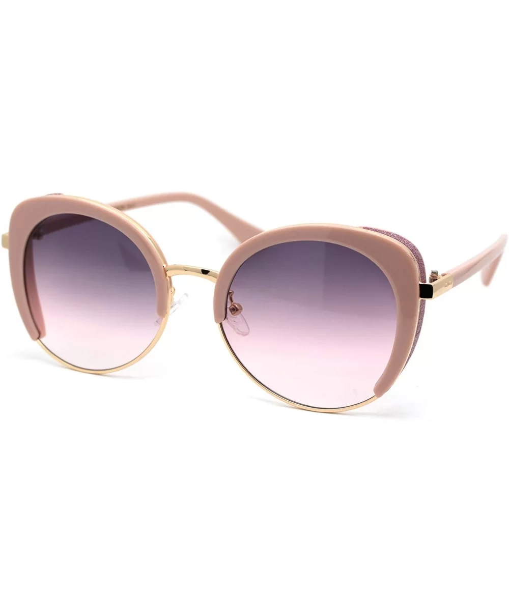 Womens Chic Glitter Side Visor Oversize Cat Eye Designer Sunglasses - Pink Gold Purple - CF18Y8K3MHY $19.91 Cat Eye