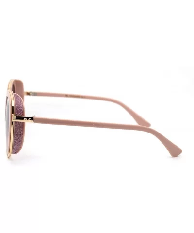 Womens Chic Glitter Side Visor Oversize Cat Eye Designer Sunglasses - Pink Gold Purple - CF18Y8K3MHY $19.91 Cat Eye