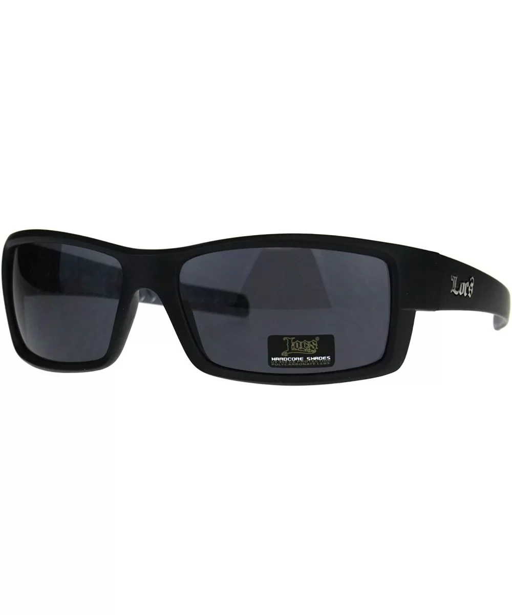 Mens Locs Sunglasses Matte Black Rectangular Wrap Around Frame UV 400 - Black - CK18WQY6H3A $13.41 Rectangular