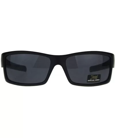 Mens Locs Sunglasses Matte Black Rectangular Wrap Around Frame UV 400 - Black - CK18WQY6H3A $13.41 Rectangular