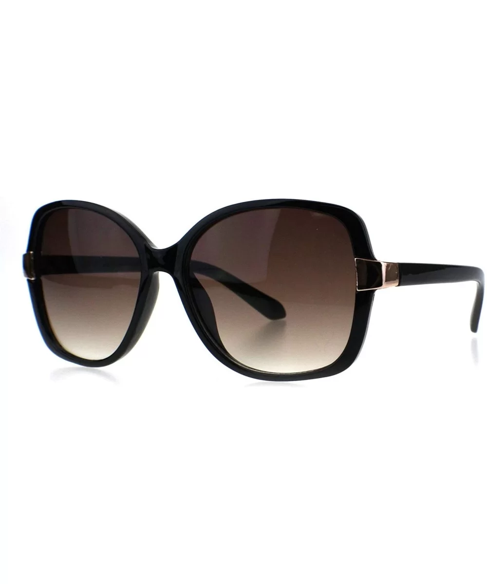 Womens 90s Designer Fashion Plastic Butterfly Sunglasses - Black Brown - CE18Q0CGUM4 $12.55 Butterfly