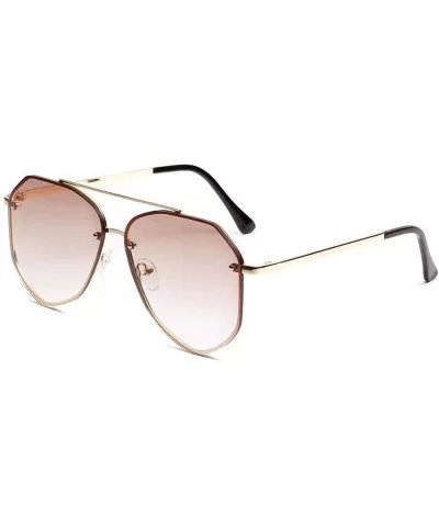 Men Women Retro Round Sunglasses Ladies Luxury Metal Color Vintage Mirror Polygonal Oversize Sun Glasses - 4 - CZ198ZRXDN9 $5...