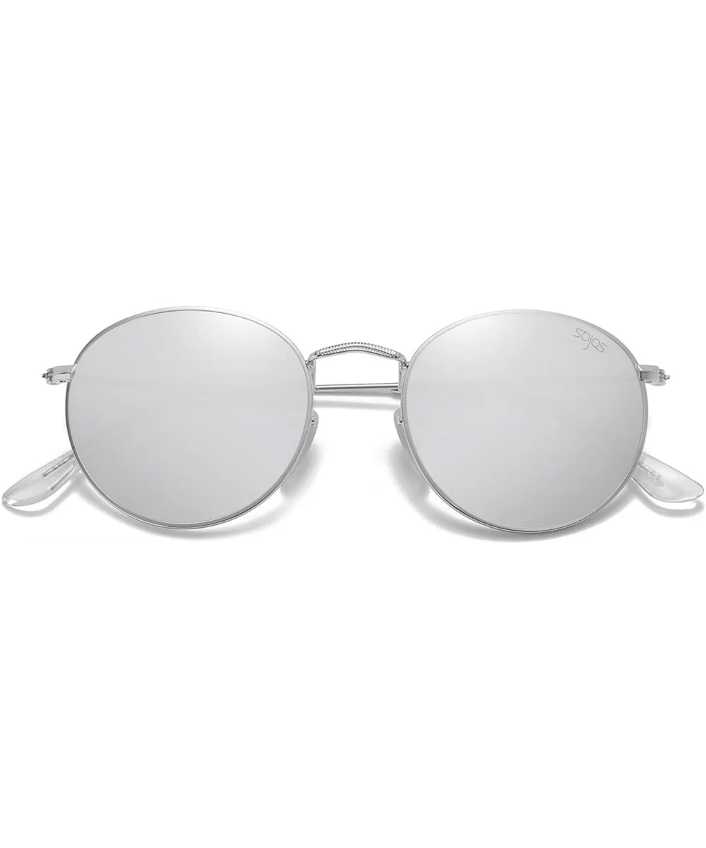 Polarized Sunglasses Classic Small Round Metal Frame for Women Men SJ1014 - D1 Silver Frame/Silver Mirrored Lens - C612EXE131...