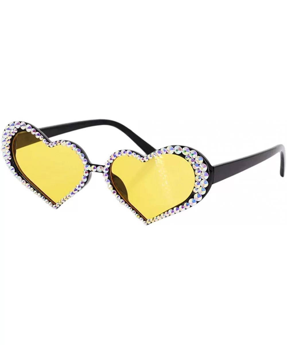 Women's Fashion Sunglasses Cat-Eye Glasses with Rhinestone - Yellow - CW18AK7934I $22.80 Goggle