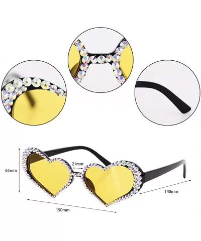 Women's Fashion Sunglasses Cat-Eye Glasses with Rhinestone - Yellow - CW18AK7934I $22.80 Goggle