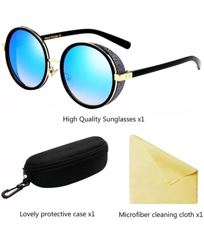 Mens Womens Sunglasses Round for Driving Holiday Traveling UV400 Protection - Blue - CJ18G7A4WQK $17.44 Wayfarer