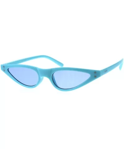 Womens 80s Retro Vintage Goth Narrow Rectangular Cateye Sunglasses - Blue - CL18E0YUMUY $13.76 Rectangular