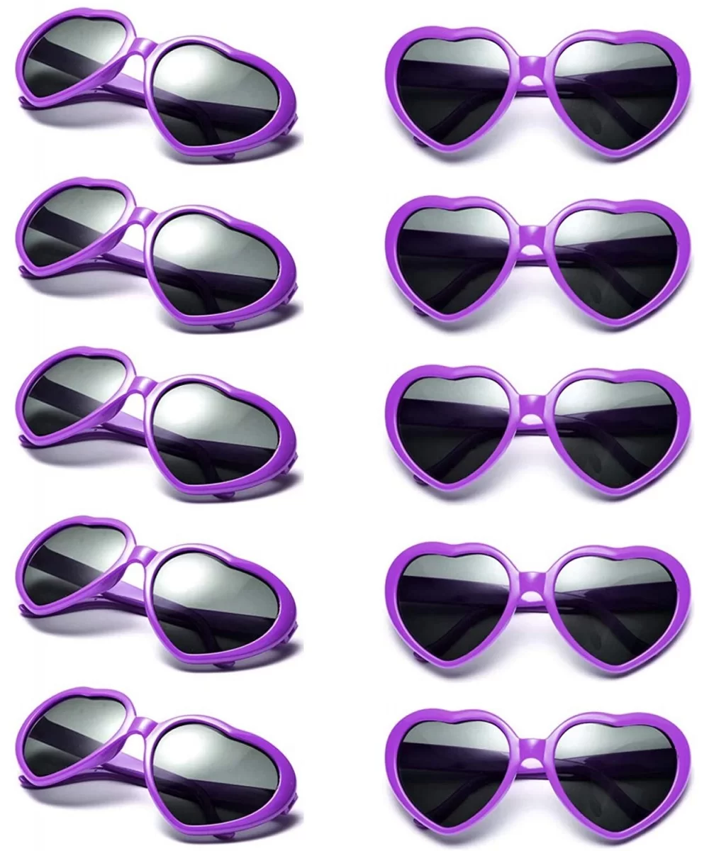 10 Packs Neon Colors Wholesale Heart Sunglasses - Purple - CO18CL48CWT $27.00 Oversized