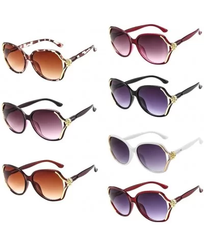 Mens Womens Rose Big Frame Sunglasses Retro Eyeglasses Eyewear (as picture show - Multicolor E) - CL18EOOHDQ5 $12.87 Aviator