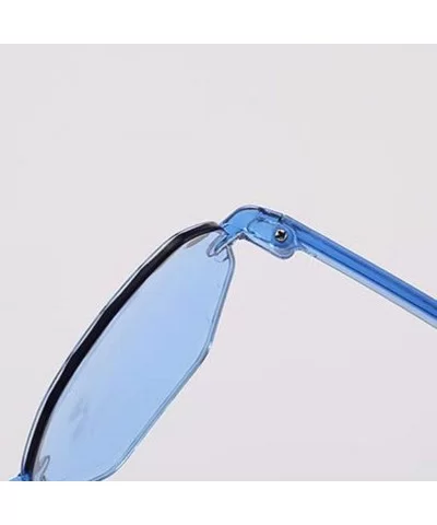 Frameless Multilateral Shaped Sunglasses One Piece Jelly Candy Colorful Unisex - Blue - C8190G6U6A6 $9.77 Oversized