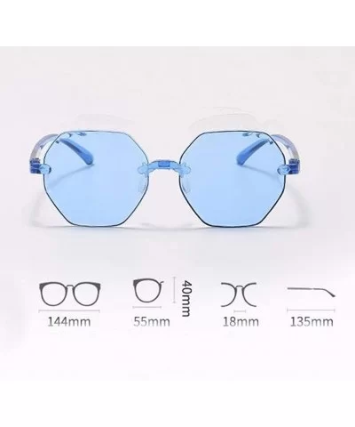 Frameless Multilateral Shaped Sunglasses One Piece Jelly Candy Colorful Unisex - Blue - C8190G6U6A6 $9.77 Oversized